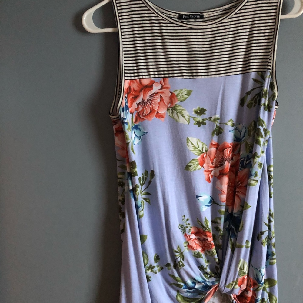 Pink Clover knot front tank top